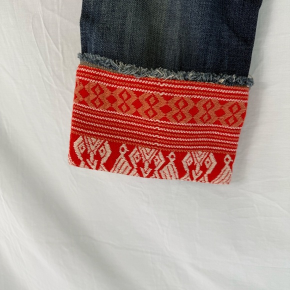 Lucky Brand Legend Sienna Tomboy Crop Sz 2/26 Red Fabric Cuffs - Picture 8 of 13